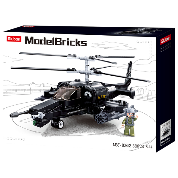 Детский конструктор Sluban bricks Ka-50 Вертолет/ Черный photo 1