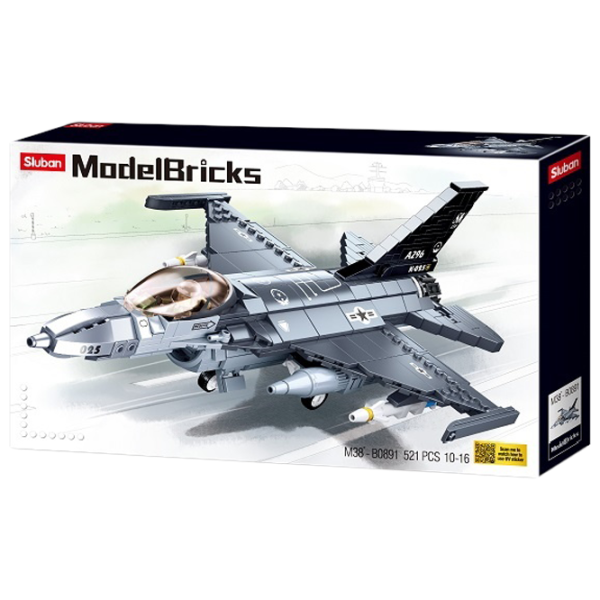 Детский конструктор Sluban F16C Falcon Fighter Самолёт/ Серый photo 1