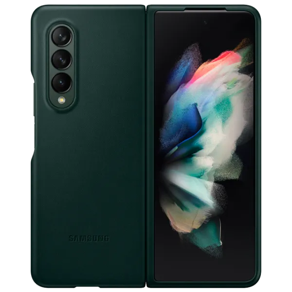 Husă pentru smartphone Samsung Galaxy Fold3 Samsung/ Back/ Piele/ Green photo 1