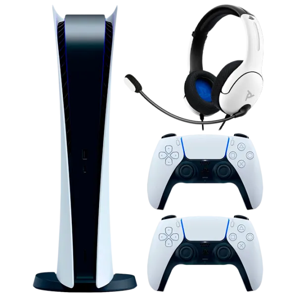 Sony PlayStation 5 Digital Edition + Extra DualSense + PDP LVL40 Wired Белый photo 1