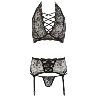 Set lengerie Cottelli Cotelli Lace Suspender (M) Black