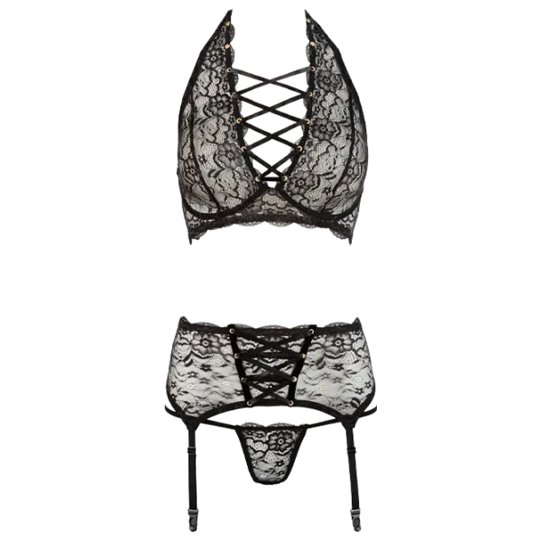 Комплект нижнего белья Cottelli Cotelli Lace Suspender (S) Черный photo 1 Комплект нижнего белья Cottelli Cotelli Lace Suspender (S) Черный photo 1