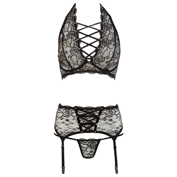 Комплект нижнего белья Cottelli Cotelli Lace Suspender (S) Черный photo 1 Комплект нижнего белья Cottelli Cotelli Lace Suspender (S) Черный photo 1