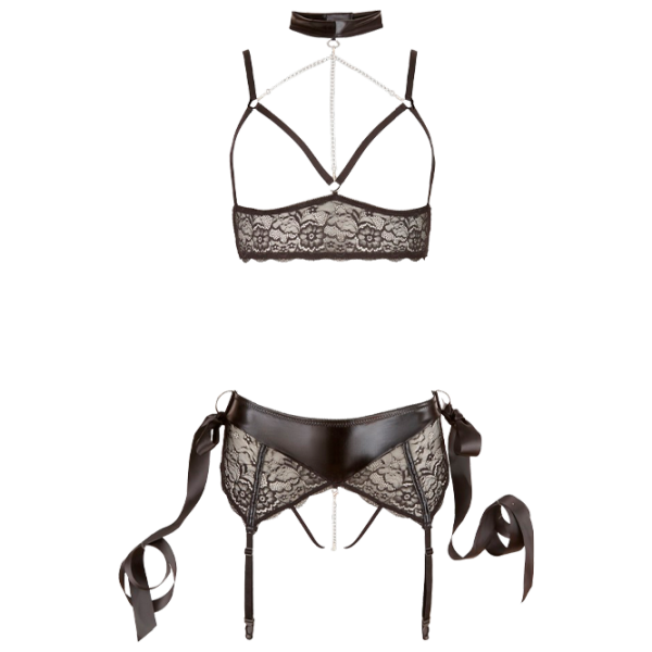 Комплект нижнего белья Cottelli Bra Set for Bondage Games (S) Черный photo 1