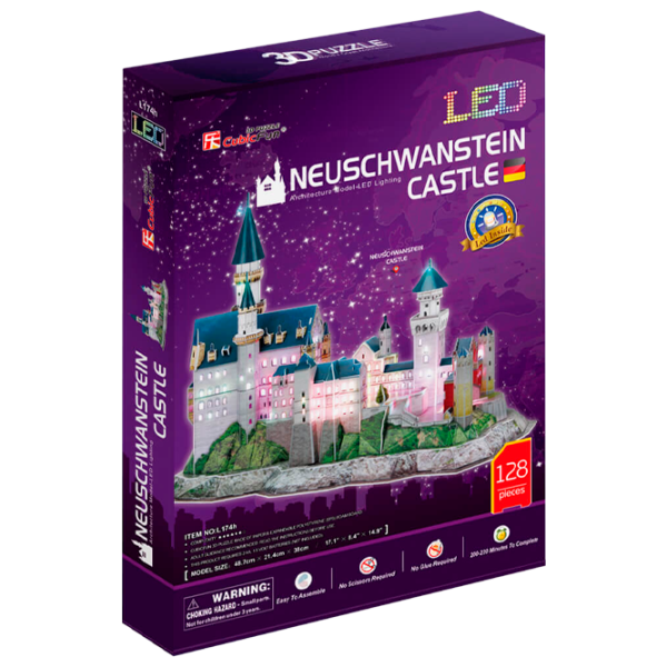 Пазл 3D CubicFun Neuschwanstein Castle LED 6+/ Количество деталей: 12 photo 1