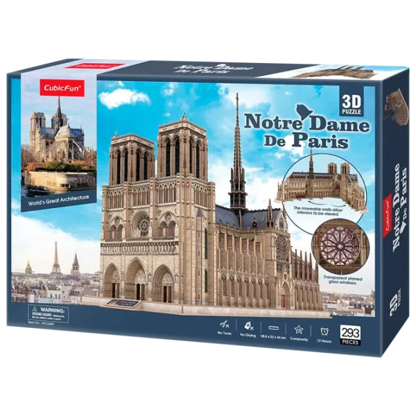 Пазл 3D CubicFun Notre Dame de Paris 6+/ Количество деталей: 293 photo 1