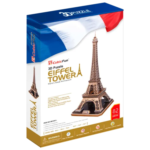 Пазл 3D CubicFun Eiffel Tower 6+/ Количество деталей: 82 photo 1