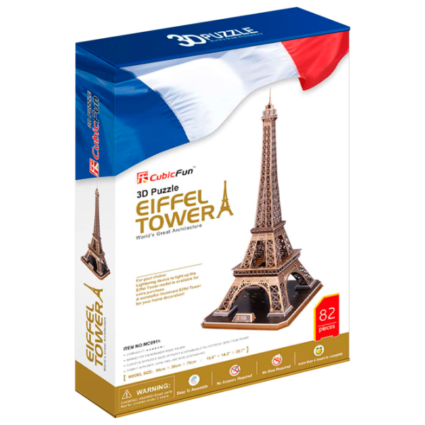 Пазл 3D CubicFun Eiffel Tower 6+/ Количество деталей: 82 photo 1