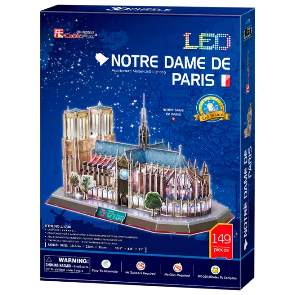 Пазл 3D CubicFun Notre Dame de Paris LED 6+/ Количество деталей: 149 photo 1