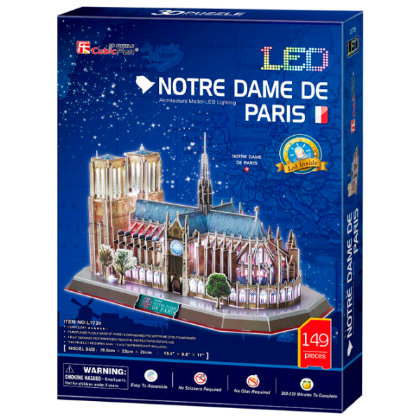 Пазл 3D CubicFun Notre Dame de Paris LED 6+/ Количество деталей: 149 photo 1