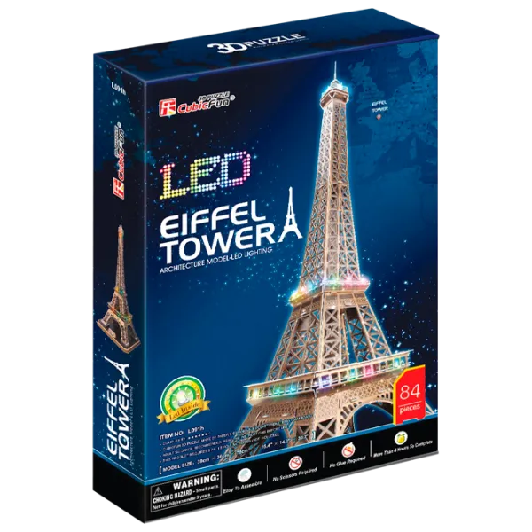 Puzzle 3D CubicFun Eiffel Tower LED 6+/ Numărul de piese: 82 photo 1