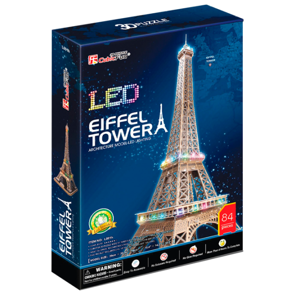 Puzzle 3D CubicFun Eiffel Tower LED 6+/ Numărul de piese: 82 photo 1