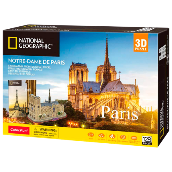Пазл 3D CubicFun PUZZLE NOTRE DAM DE PARIS 6+/ Количество деталей: 128 photo 1