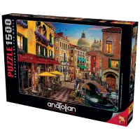 Puzzle 2D Anatolian Canal Cafe Venice 12+/ Numărul de piese: 1500