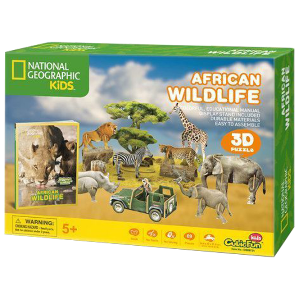Пазл 3D CubicFun AFRICAN WILDLIFE 6+/ Количество деталей: 69 photo 1