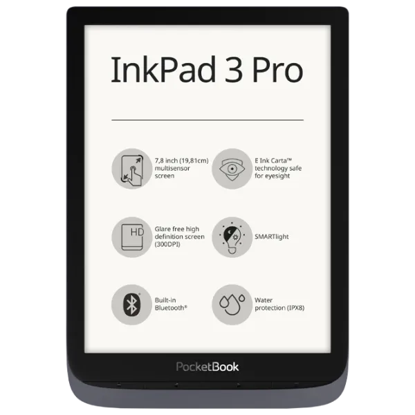 Carte electronică Pocketbook Inkpad 3 Pro 7.8"/ E-Ink Carta/ 16 GB/ Metallic Gray photo 1