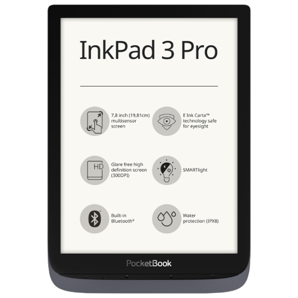 Carte electronică Pocketbook Inkpad 3 Pro 7.8"/ E-Ink Carta/ 16 GB/ Metallic Gray photo 1