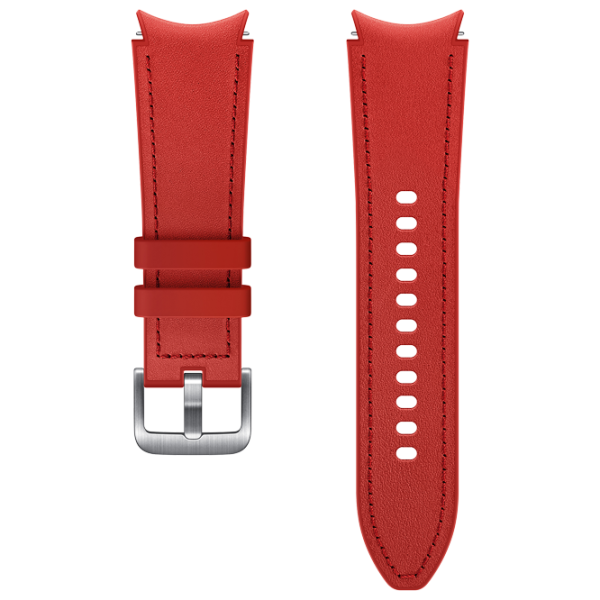 Ремень Samsung Galaxy Watch 4 ET-SHR88SREG Leather/ 20 мм/ Красный Серебристый photo 1 Ремень Samsung Galaxy Watch 4 ET-SHR88SREG Leather/ 20 мм/ Красный Серебристый photo 1