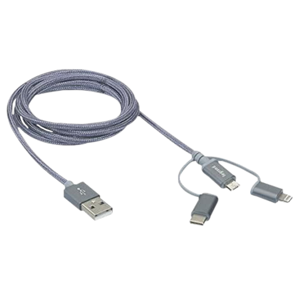 Cablu pentru telefon 50693 Legrand USB Type-A + microUSB, USB Type-C, Lightning 1.5 m/ Gray photo 1 Cablu pentru telefon 50693 Legrand USB Type-A + microUSB, USB Type-C, Lightning 1.5 m/ Gray photo 1