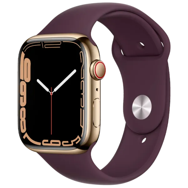 Ceas inteligent Apple Watch Series 7 + Cellular MKJX3WB/ A/ Oțel inoxidabil Gold/ Dark Cherry Sport photo 1