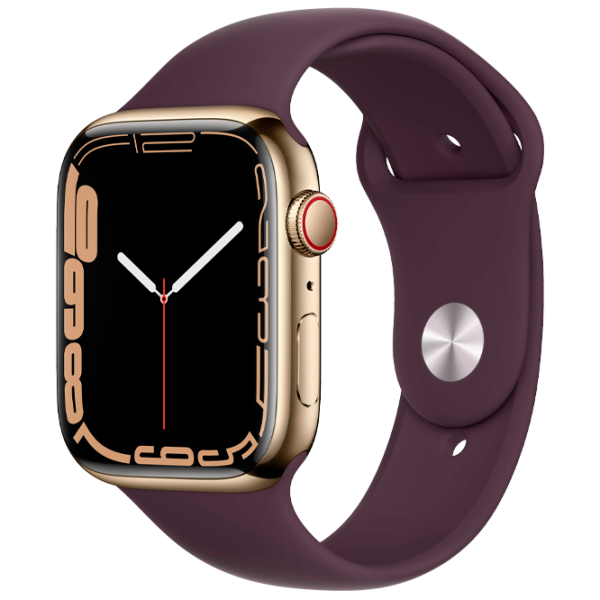 Ceas inteligent Apple Watch Series 7 + Cellular MKJX3WB/ A/ Oțel inoxidabil Gold/ Dark Cherry Sport photo 1