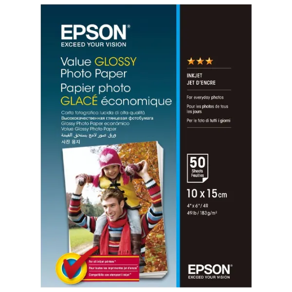 Hârtie foto pentru imprimante Inkjet Epson Value Glossy Photo Paper (50 foi) Gloss/ A6/ White photo 1 Hârtie foto pentru imprimante Inkjet Epson Value Glossy Photo Paper (50 foi) Gloss/ A6/ White photo 1