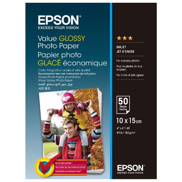 Hârtie foto pentru imprimante Inkjet Epson Value Glossy Photo Paper (50 foi) Gloss/ A6/ White photo 1 Hârtie foto pentru imprimante Inkjet Epson Value Glossy Photo Paper (50 foi) Gloss/ A6/ White photo 1