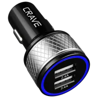 Автомобильное зарядное устройство CRAVE CRVCDU101 2.4 А/ Черный