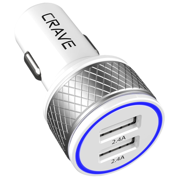 Încărcător auto CRAVE CRVCDU101 2.4 A/ White photo 1