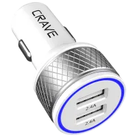 Încărcător auto CRAVE CRVCDU101 2.4 A/ White