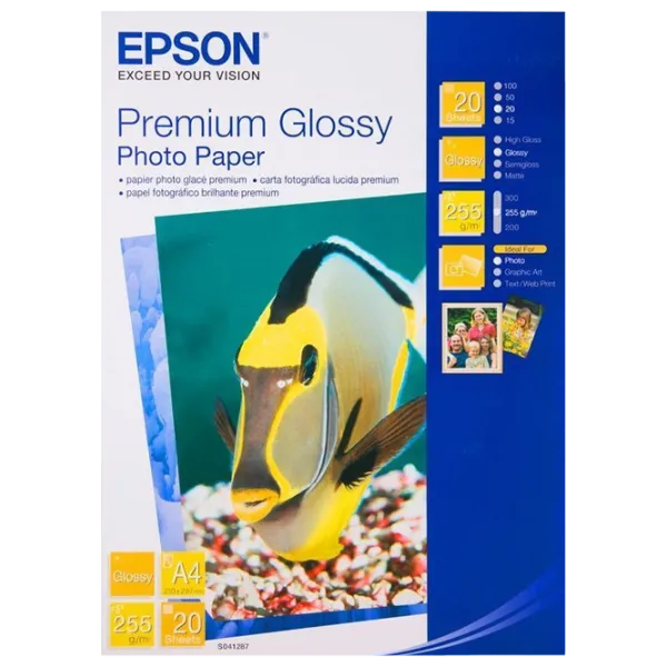 Фотобумага для принтеров Струйный Epson Premium Glossy Photo Paper 255 г/ м² (20 листов) Глянец/ A4/ Белый photo 1