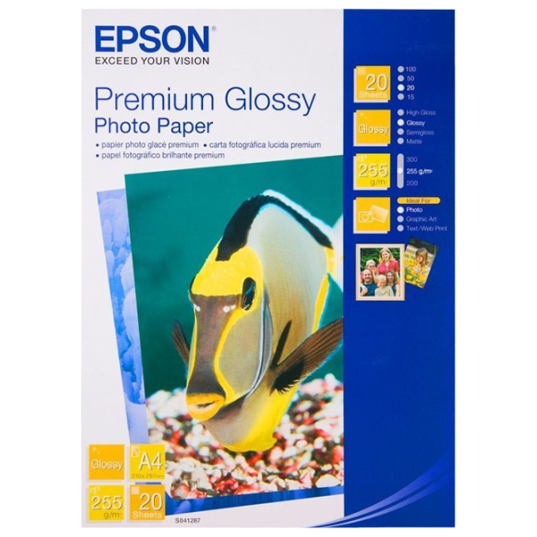 Фотобумага для принтеров Струйный Epson Premium Glossy Photo Paper 255 г/ м² (20 листов) Глянец/ A4/ Белый photo 1
