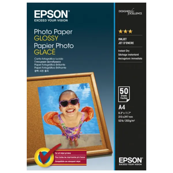 Фотобумага для принтеров Струйный Epson Photo Paper Glossy 200 г/ м² (50 листов) Глянец/ A4/ Белый photo 1 Фотобумага для принтеров Струйный Epson Photo Paper Glossy 200 г/ м² (50 листов) Глянец/ A4/ Белый photo 1