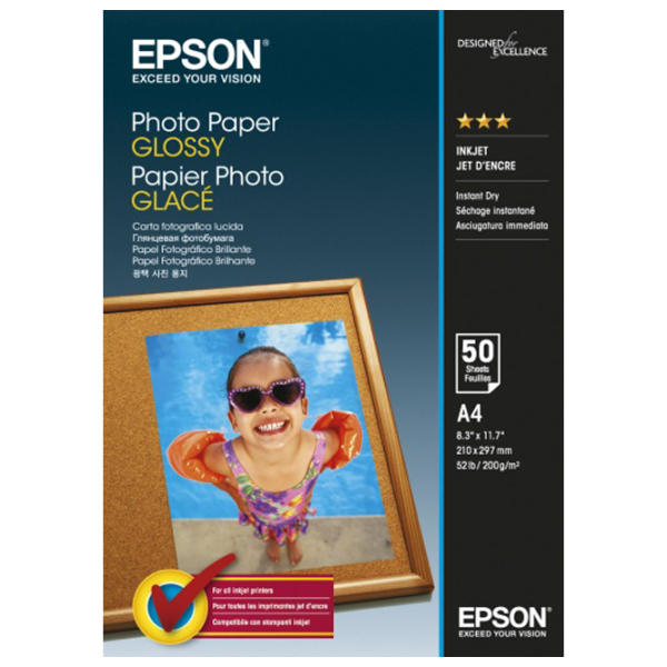 Фотобумага для принтеров Струйный Epson Photo Paper Glossy 200 г/ м² (50 листов) Глянец/ A4/ Белый photo 1 Фотобумага для принтеров Струйный Epson Photo Paper Glossy 200 г/ м² (50 листов) Глянец/ A4/ Белый photo 1
