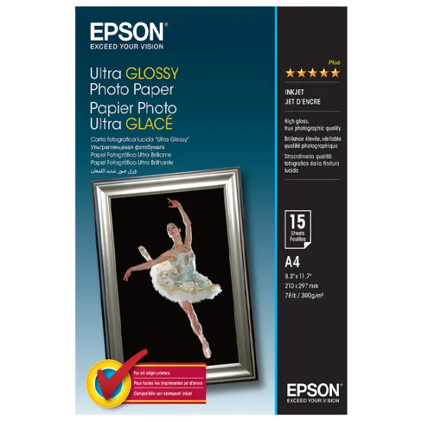 Фотобумага для принтеров Струйный Epson Ultra Glossy Photo Paper 300 г/ м² (15 листов) Глянец/ A4/ Белый photo 1