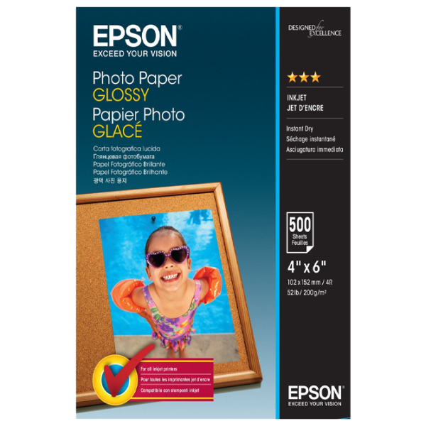 Фотобумага для принтеров Струйный Epson Photo Paper Glossy 200 г/ м² (500 листов) Глянец/ 4R/ Белый photo 1 Фотобумага для принтеров Струйный Epson Photo Paper Glossy 200 г/ м² (500 листов) Глянец/ 4R/ Белый photo 1