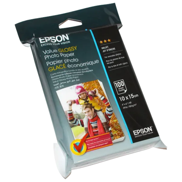Фотобумага для принтеров Струйный Epson Value Glossy Photo Paper 183 г/ м² (100 листов) Глянец/ 4R/ Белый photo 1