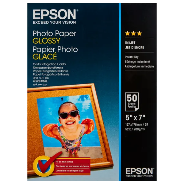 Hârtie foto pentru imprimante Inkjet Epson Premium Photo Paper Glossy 255 g/ m² (50 foi) Gloss/ 5R/ White photo 1 Hârtie foto pentru imprimante Inkjet Epson Premium Photo Paper Glossy 255 g/ m² (50 foi) Gloss/ 5R/ White photo 1