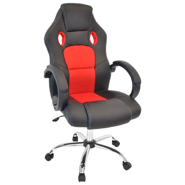 Офисное кресло DecoPrim F-83 Акриловая сетка, искусственная кожа/ Черный Красный photo 1