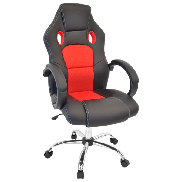 Офисное кресло DecoPrim F-83 Акриловая сетка, искусственная кожа/ Черный Красный photo 1