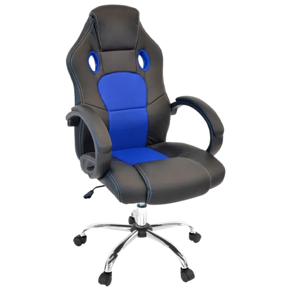 Офисное кресло DecoPrim F-83 Акриловая сетка, искусственная кожа/ Черный Синий photo 1