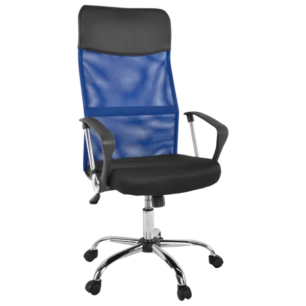 Fotoliu de birou DecoPrim F-63 Plasă acrilică, piele artificială/ Blue Black photo 1