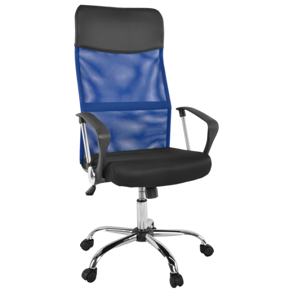 Fotoliu de birou DecoPrim F-63 Plasă acrilică, piele artificială/ Blue Black photo 1