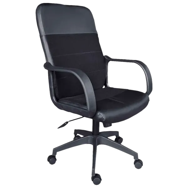 Fotoliu de birou DecoPrim 9016 Plasă acrilică, piele artificială/ Black photo 1 Fotoliu de birou DecoPrim 9016 Plasă acrilică, piele artificială/ Black photo 1