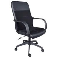 Fotoliu de birou DecoPrim 9016 Plasă acrilică, piele artificială/ Black