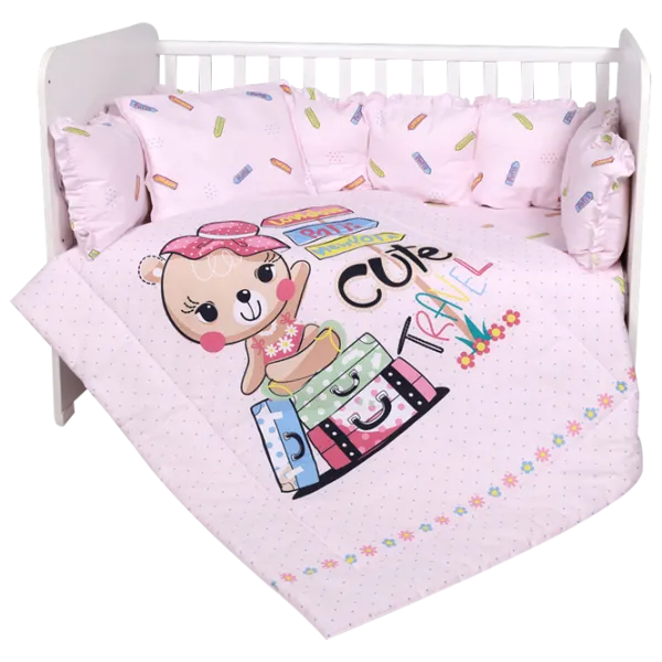 Детское постельное бельё Lorelli Lily Ranforce Traveling (20800144001) Хлопок/ Розовый photo 1