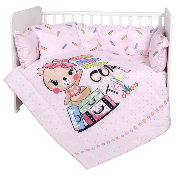 Детское постельное бельё Lorelli Lily Ranforce Traveling (20800144001) Хлопок/ Розовый photo 1