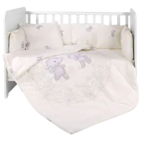 Lenjerie de pat pentru copii Lorelli Lily Ranforce Happy Hippo (20800143601) Bumbac/ Beige