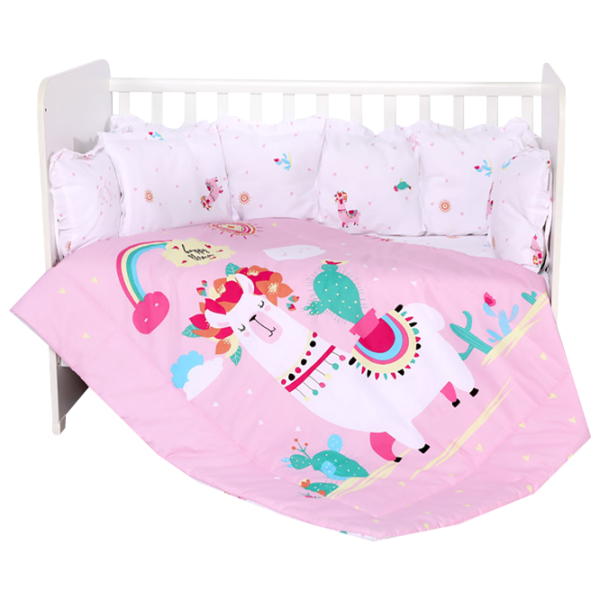 Детское постельное бельё Lorelli Trend Set Ranforce Happy Lama (20800054501) Хлопок/ Розовый photo 1