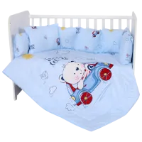 Lenjerie de pat pentru copii Lorelli Lily Set Ranforce Bear And Car (20800144601) Bumbac/ Blue